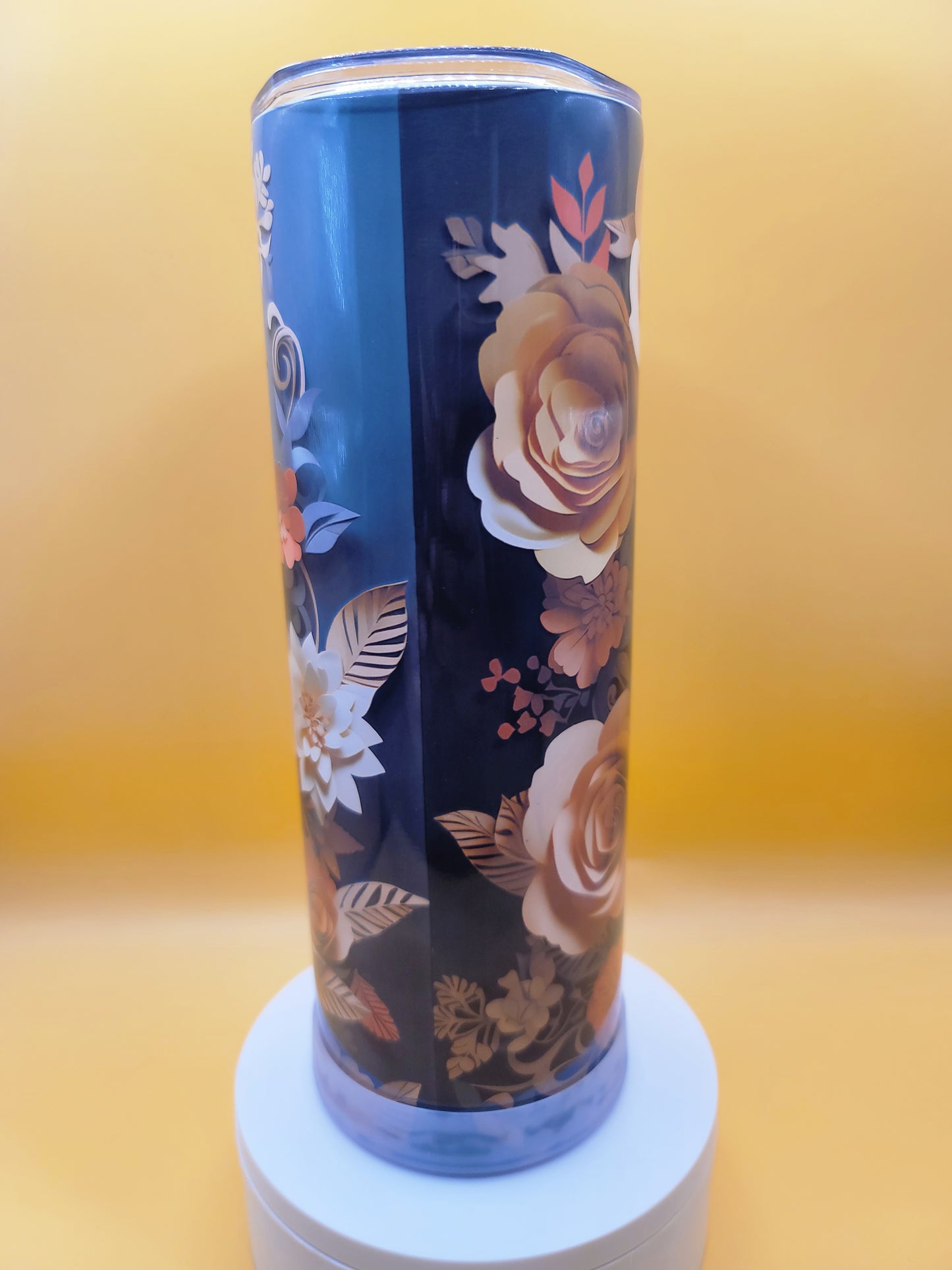 Floral melenated woman 3D tumbler