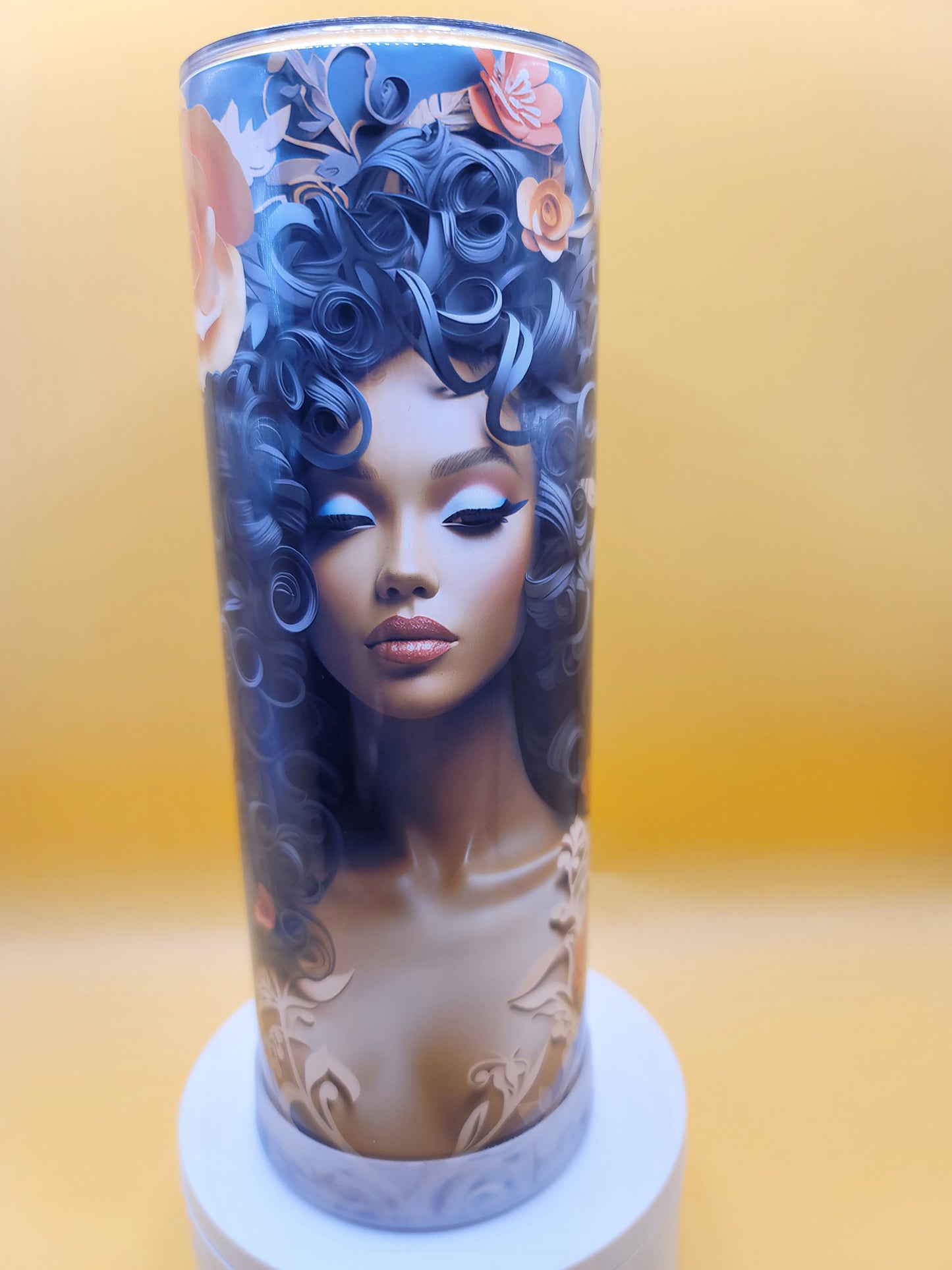 Floral melenated woman 3D tumbler